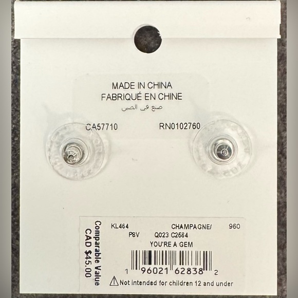 Kate Spade “You're A Gem” Triangle Studs Champagne and Silver Earrings, w/dusty - Picture 5 of 6